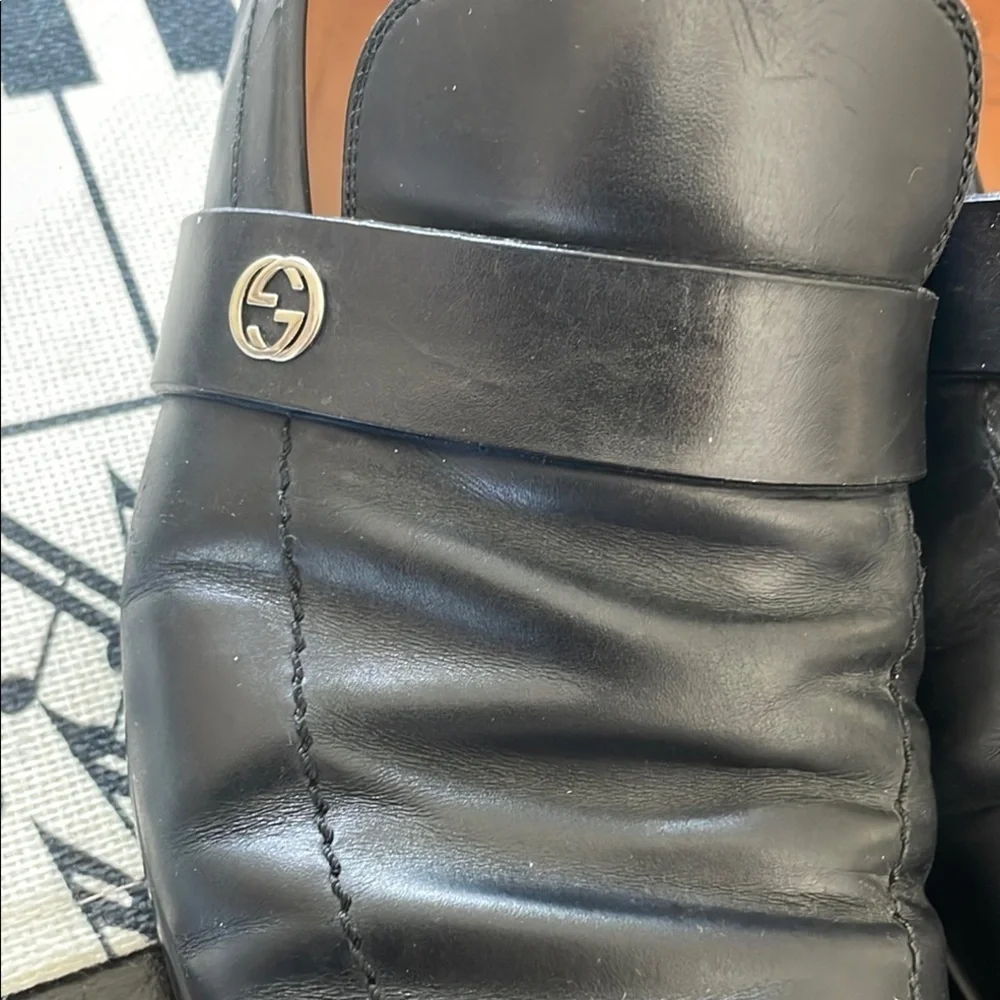 Gucci Black Slip-On Loafers with Polished Leather
